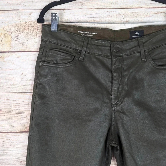 AG Adriano Goldschmied Size 31 Farrah High Rise Skinny Ankle Green Wax Coat Pant - Picture 3 of 11